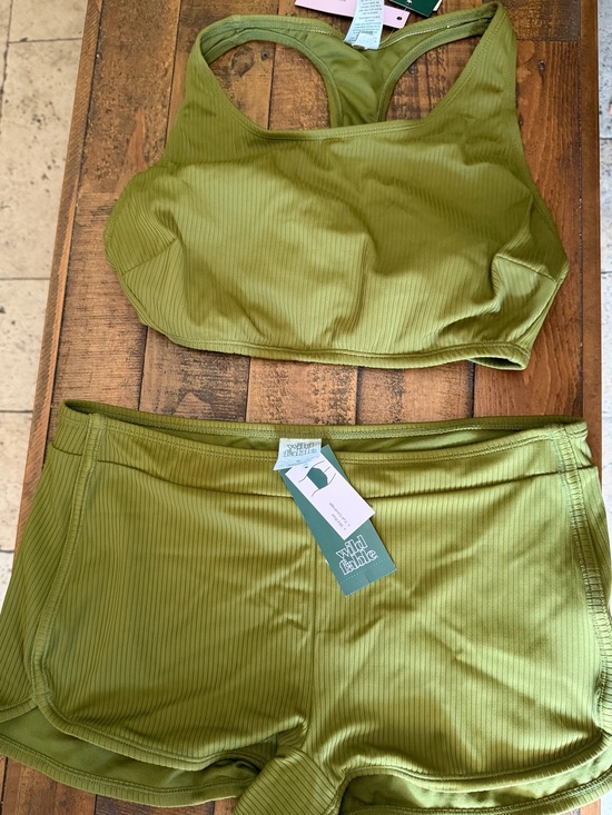 Target Other - Target Olive Green Ribbed Sport Bikini Top and Swim Shorts